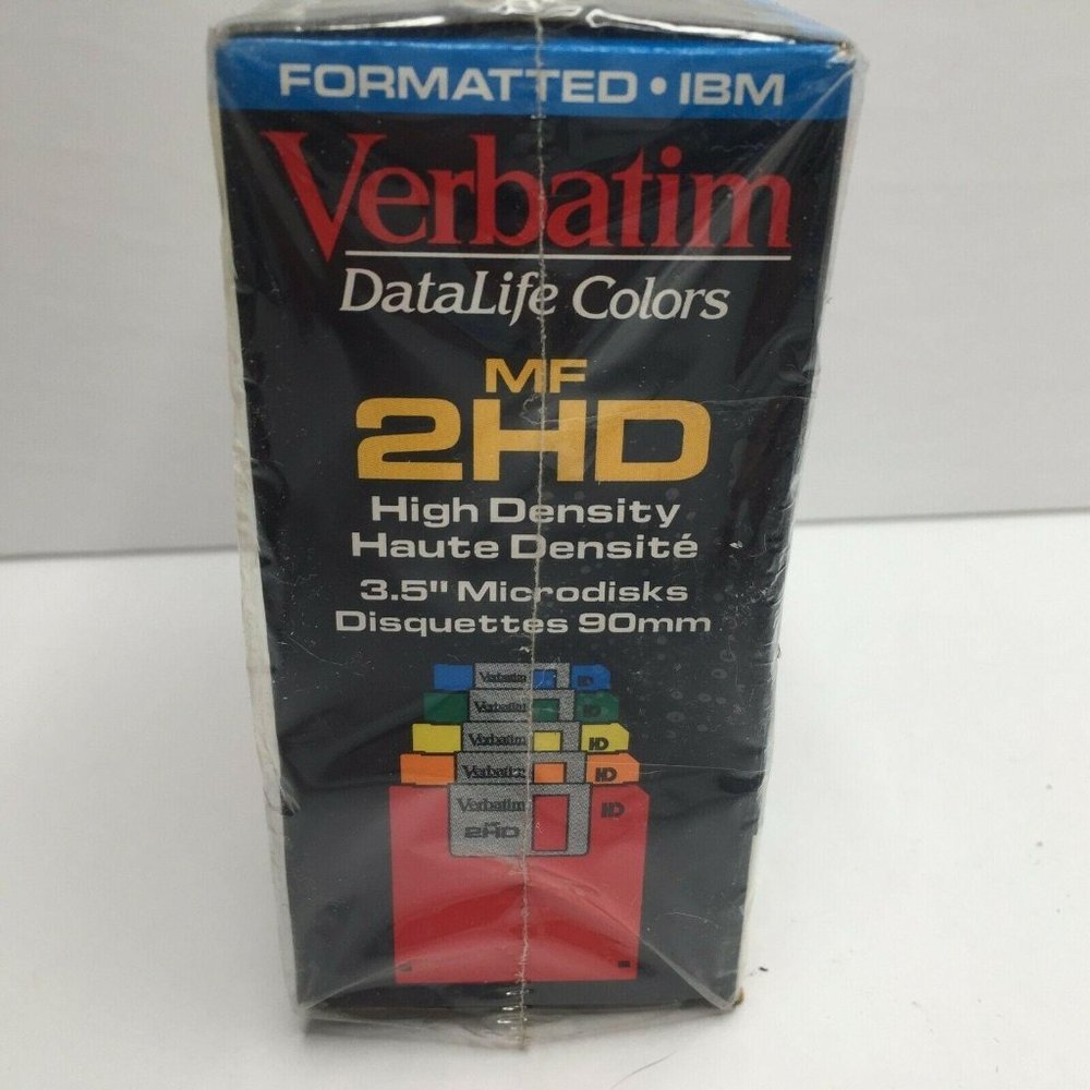 Verbatim Formatted 3.5" IBM Computer Microdisks Data Life Colors MF 2HD 10 Pack